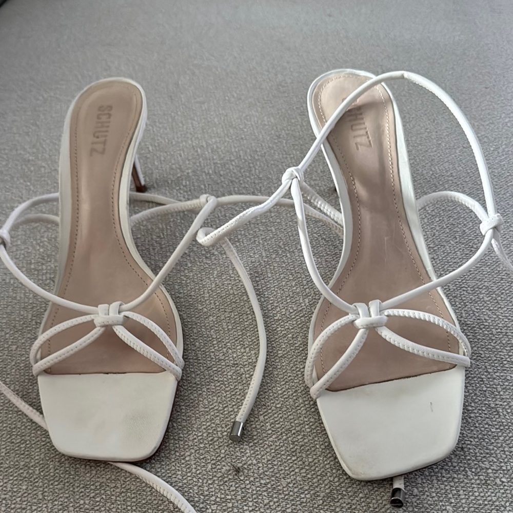 SCHUTZ White Strappy Heels